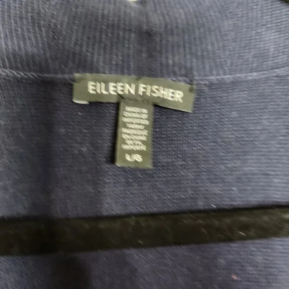 Eileen Fisher Tencel Silk Draped Open Front Cardigan Midnight Blue Size Large - Picture 7 of 14